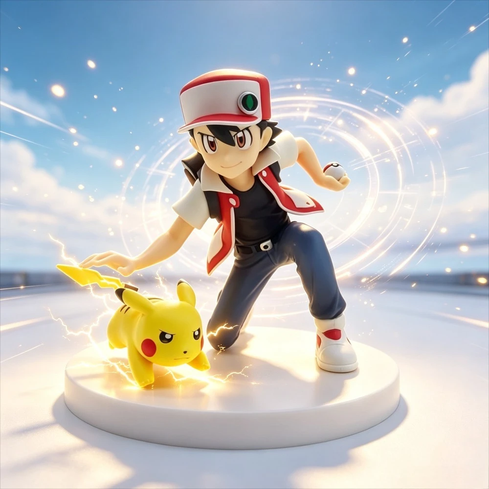 12cm/4,72 Zoll Anime Pokemon Figur Ash Ketchum Actionfiguren PVC-Statue Desktop-Sammlermodell Spielzeug Geschenke