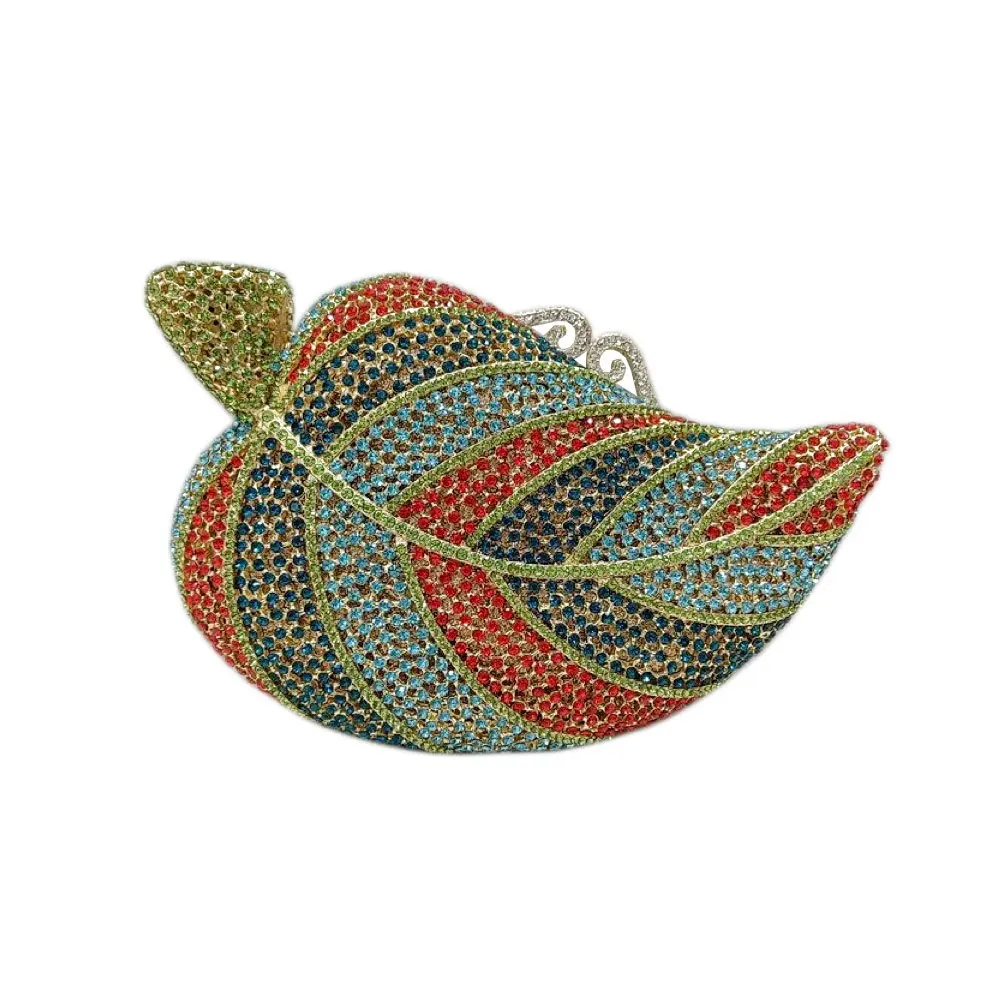 

Tree Leaf Diamond Dinner Bag Empty Metal Hard Box Diamond Banquet Clutch Crystal Clutch Sac De Luxe Original Pochette Bag Luxury