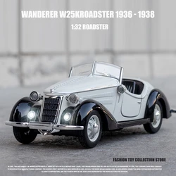 1: 32 WANDERER W25KROADSTER Alloy Car Model High Simulation Diecasts Toy With Sound and Light Pull Back Vehicles Decoration Toys