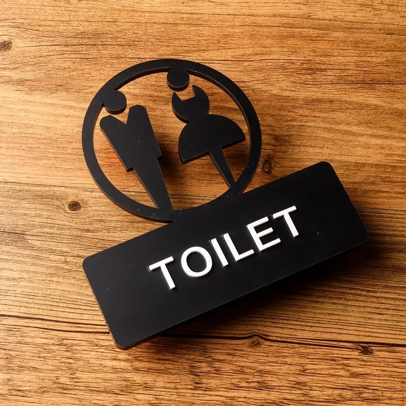 Bathroom Signage Restroom Men and Women Toilet Signage Acrylic Hollow Out Reminder Sign Hotel Sliding Door Sticker Signage