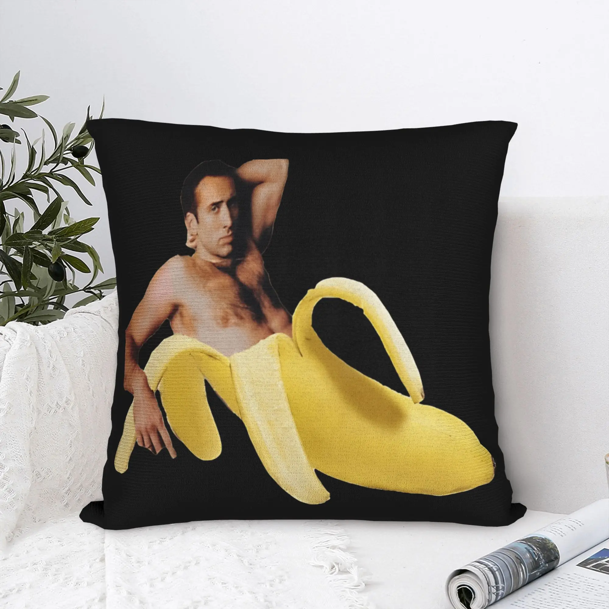 Kissenbezug, lustiger N-Nicolas C-Cage Banane, weicher Kissenbezug für Wohnzimmer, Stuhl, niedliche lustige Kissenbezüge