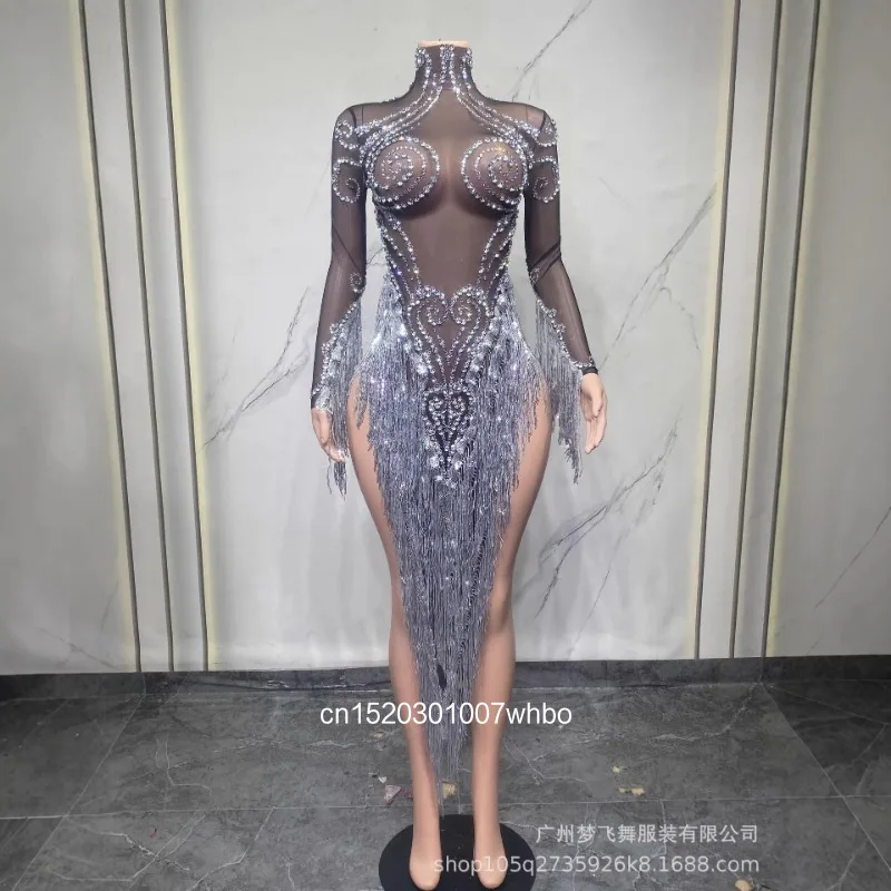 

Модное и блестящее платье с бахромой для латиноамериканских танцев, сценическое платье для певиц, для выступлений в барах и ночных клубах, для танцевальных выступлений