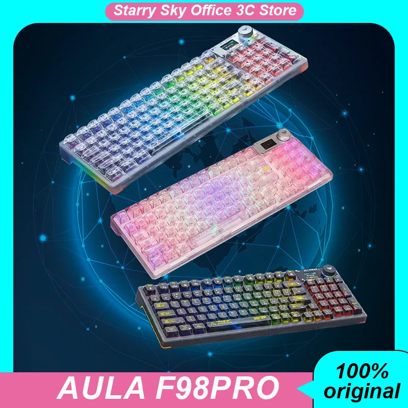 Aula F98pro Mechanical Keyboard Gasket structure Wireless Bluetooth Three Mode 2.4G RGB Game office mouse PC accessories