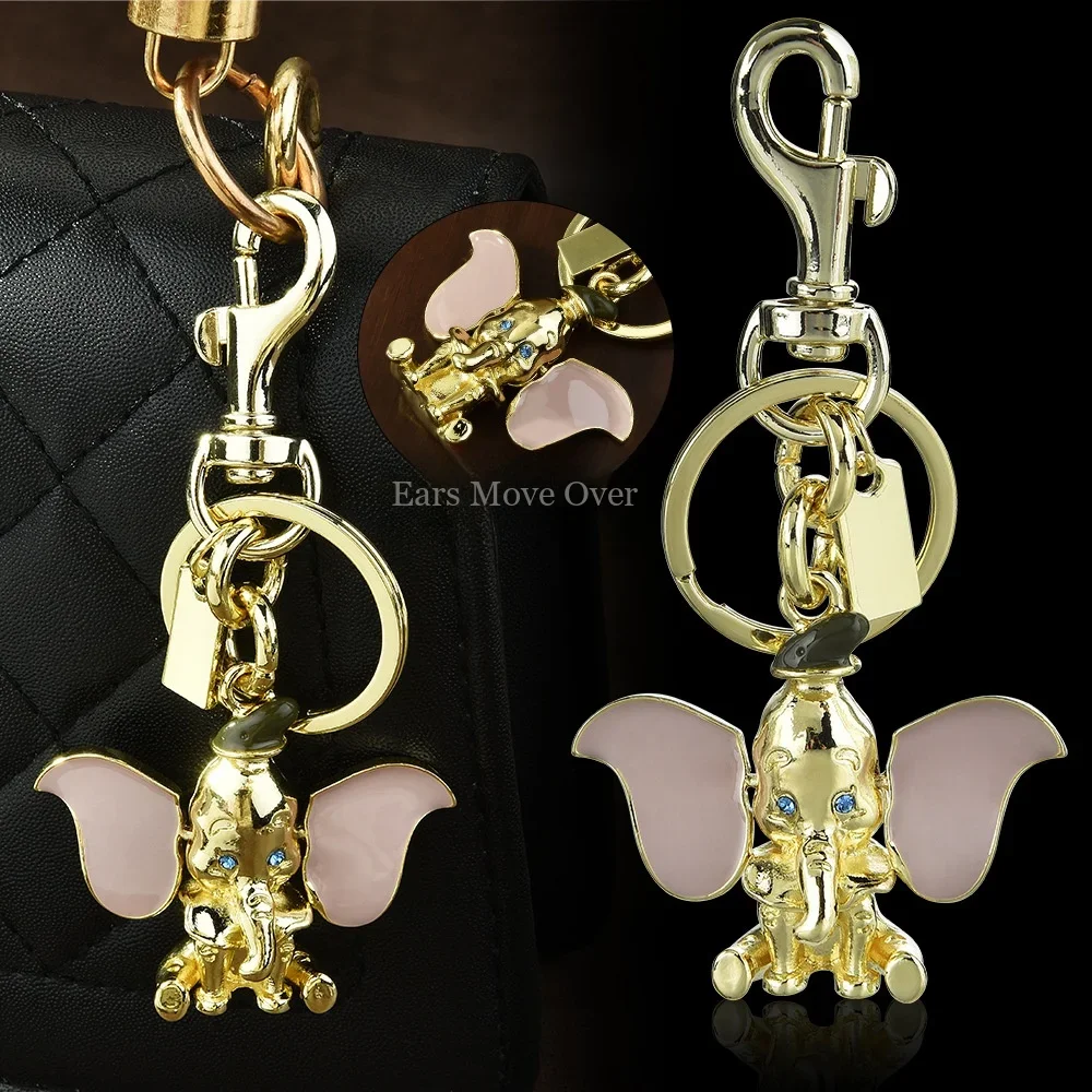 Elephant Keychain Alloy Movable Ears Cute Bag Charm With Clip And Key Ring For Women Handbag Purse Backpack Decorative Accessory