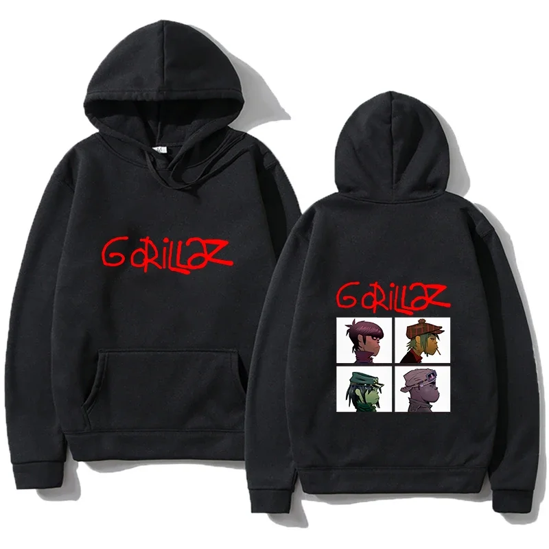 2024 Spring Rock Print Hoodies Music Band Gorillazs Punk 90s Casual Fashion Sports Shirts New Men Plus Size Pullover Unisex