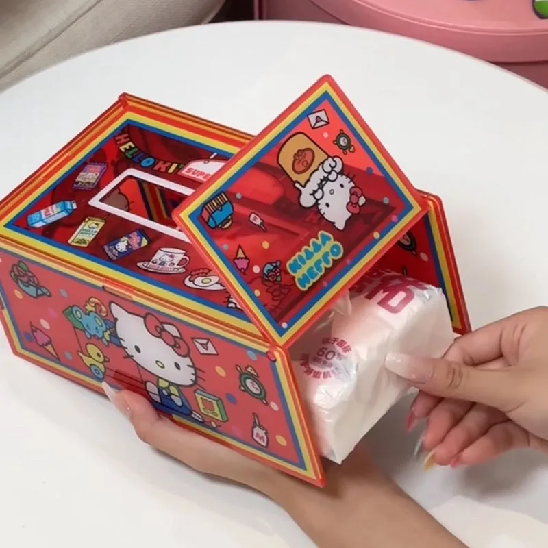 

Новинка Sanrio Hello Kittys коробка для салфеток милый мультфильм акриловая сборка кухня гостиная креативная домашняя мебель Декор подарки для девочек