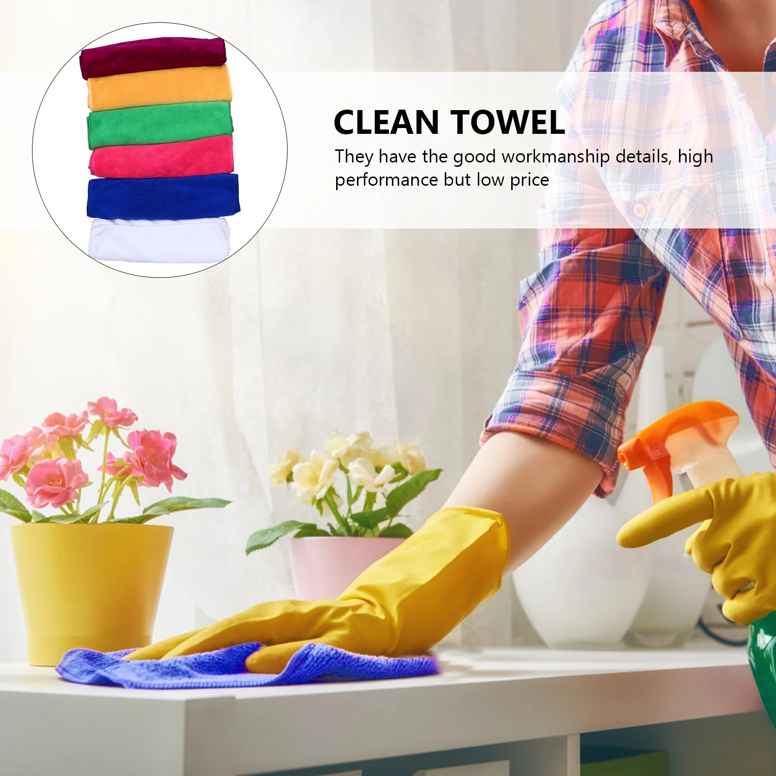 

6Pcs Premium Microfiber Car High Performance Durable No Fading Thickened Auto Wash Cloth Cleaning Cloth