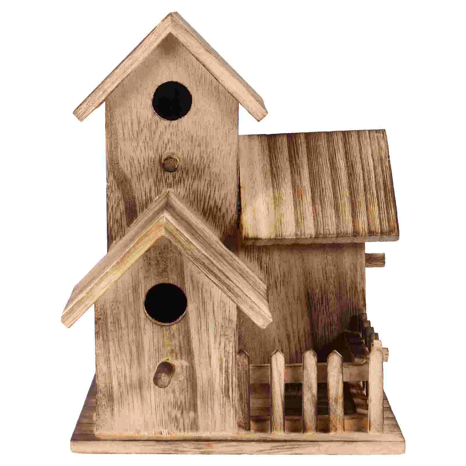 

Bird Nest Balcony Wooden House Garden Ornament Birds Hut Bed Decorations Child Educational Woodcraft