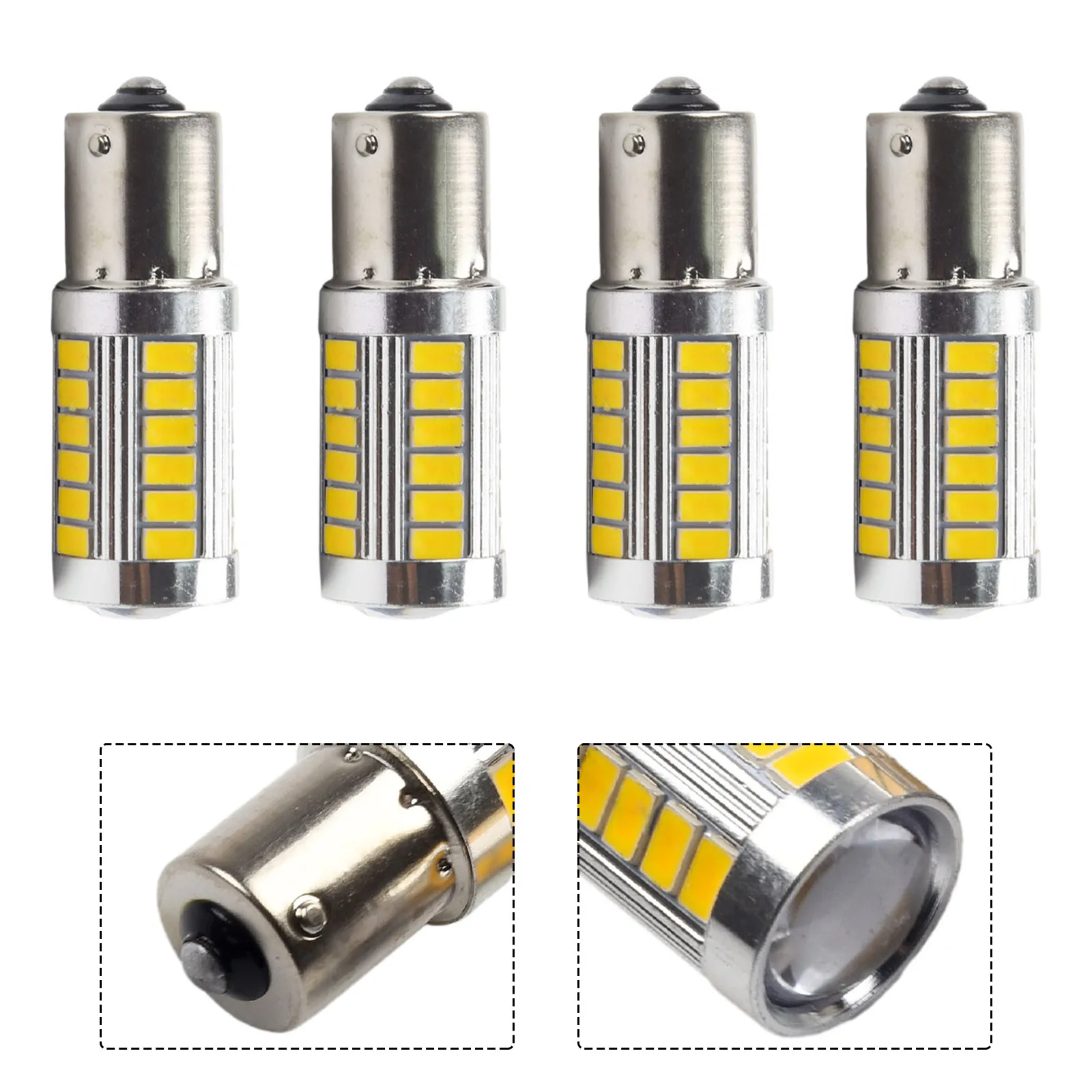 Strong and Reliable 4X 33LED 581 BAU15S PY21W Turn Signal Yellow Rear Indicator 12V Bulb Set Enhance Your Car\'s Safety