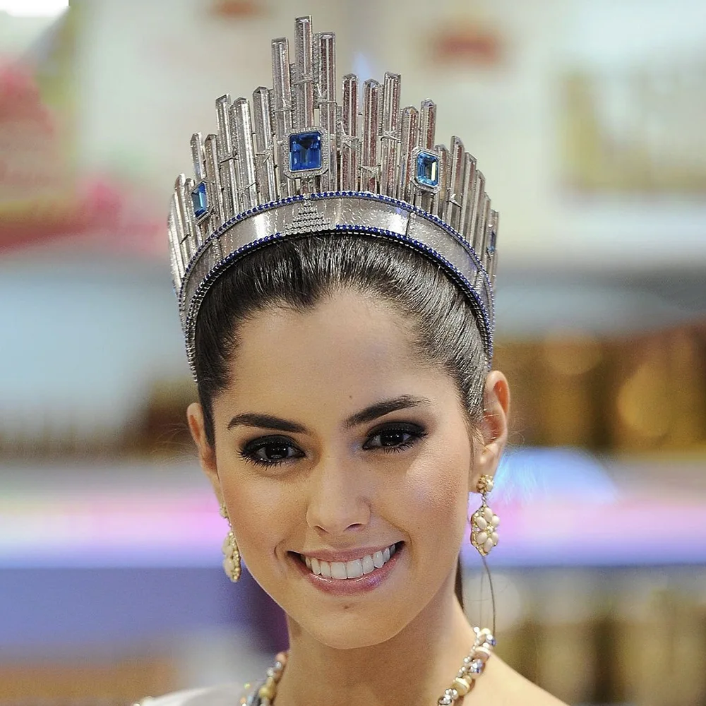 Large Pageant Crown Queen Winner World Miss Beauty Rhinestone Baroque Stage Tiara for Women