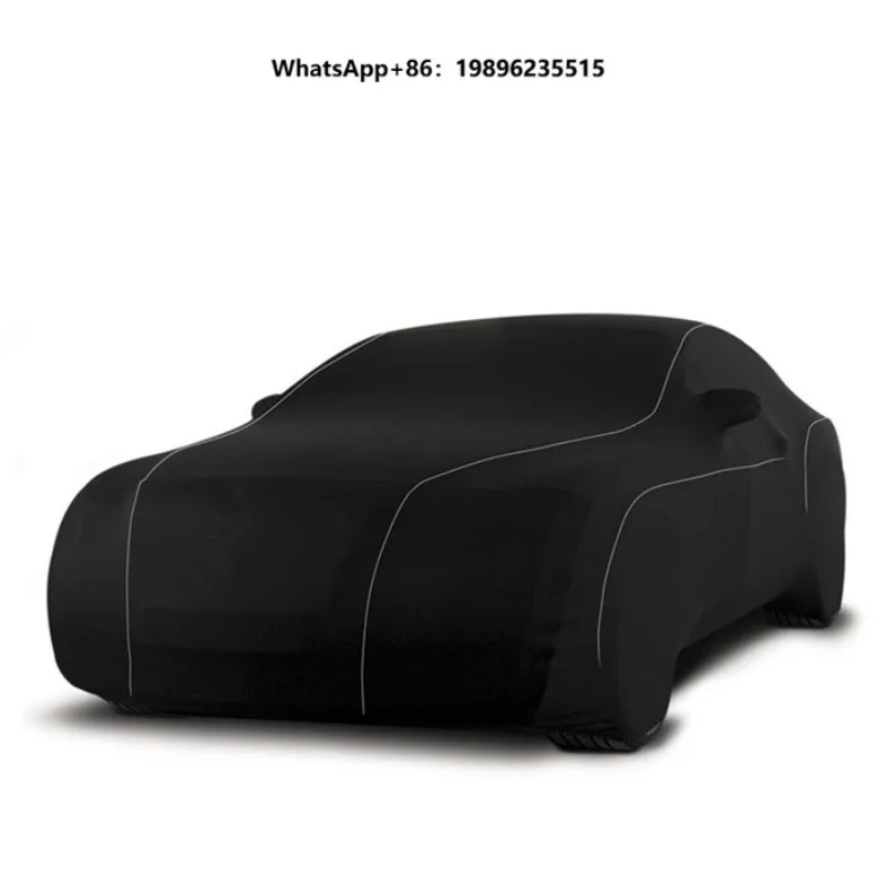 Dustproof Super Soft Stretch Breathable Polyester Fabric Car Cover Black Red Custom Color Indoor Parking Protection UV for