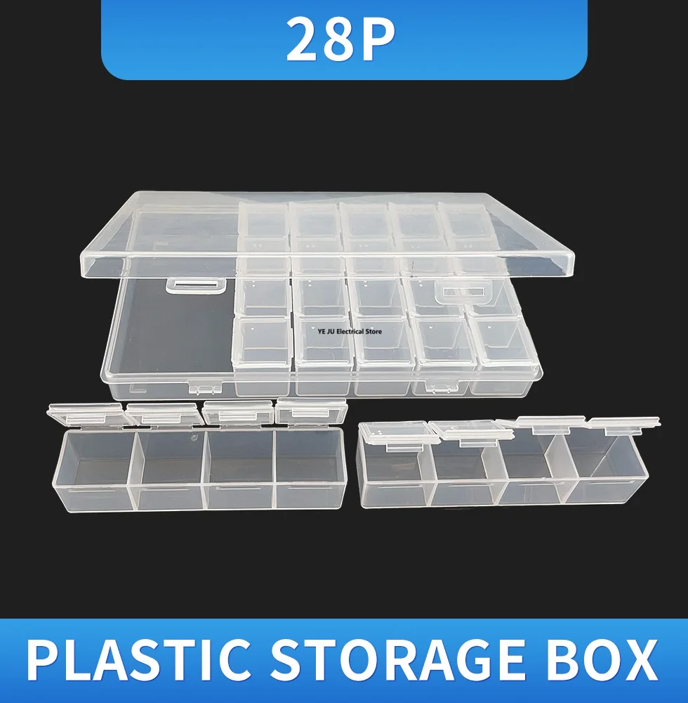 28 Grids Compartment Transparent Medicine Box Jewellery Packing Plastic Removable Box Nail Art Tool Storage Case