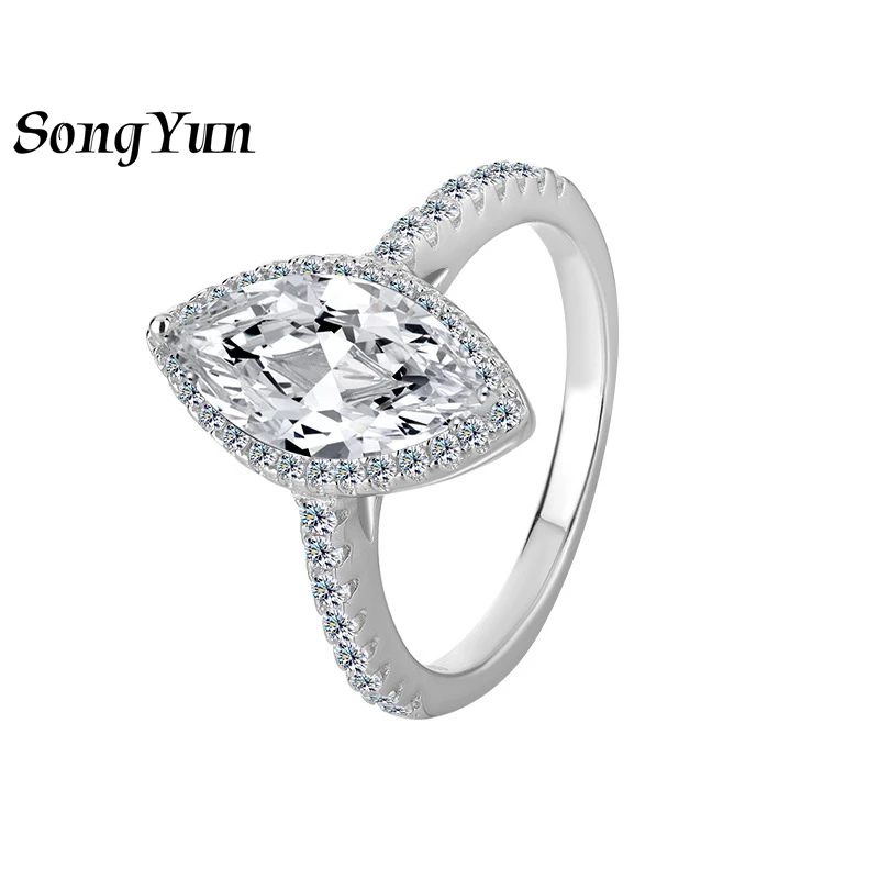 

SONGYUN Brand Jewelry 925 Sterling Silver Ring D Color Moissanite Casual Ring for Her 18K Real Gold Plated MST Patent Rings