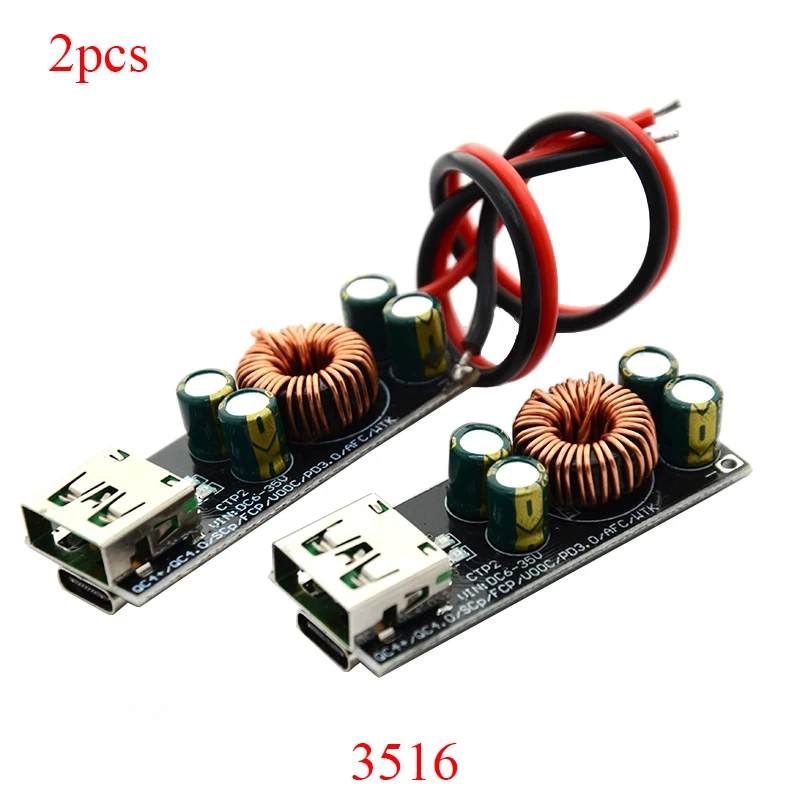 

3516 3518 QC4.0 QC3.0 USB Type-C Mobile Phone Quick Charge Adapter DC 6 - 35V Step Down Buck Boost Module for Apple PD Qualcomm