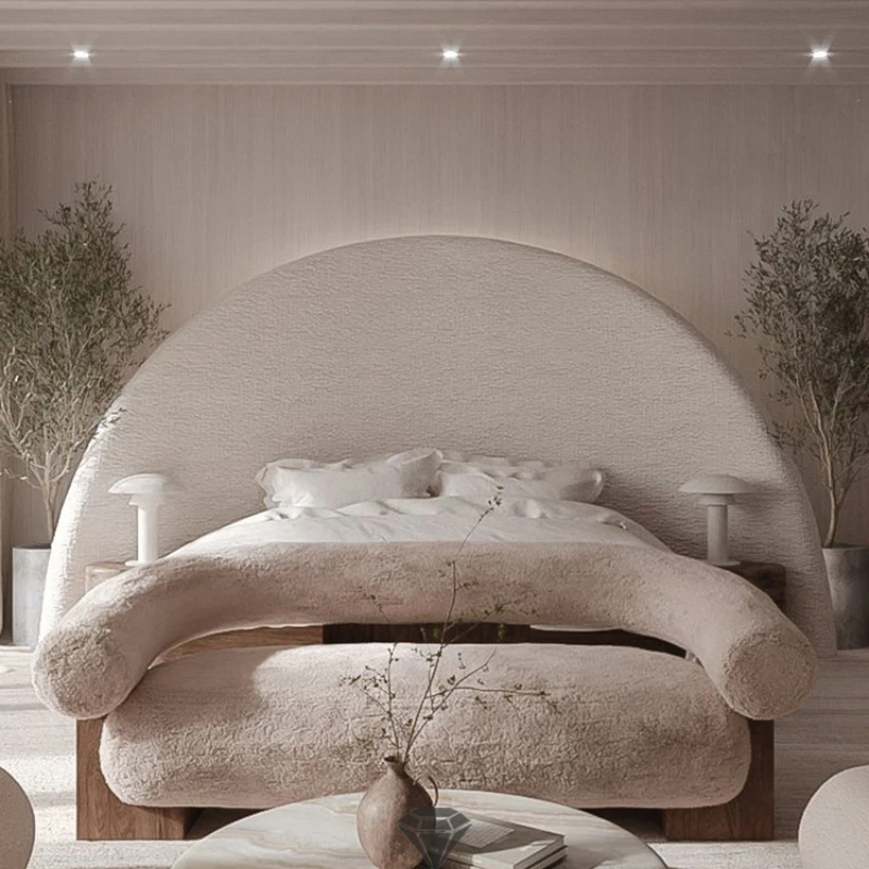 

Cream Style Bed Master Room Big Bed Wide Screen Bed plus-Sized Ultra-Wide Silent Wind Bed Three-Meter Double Bed Master Bedroom