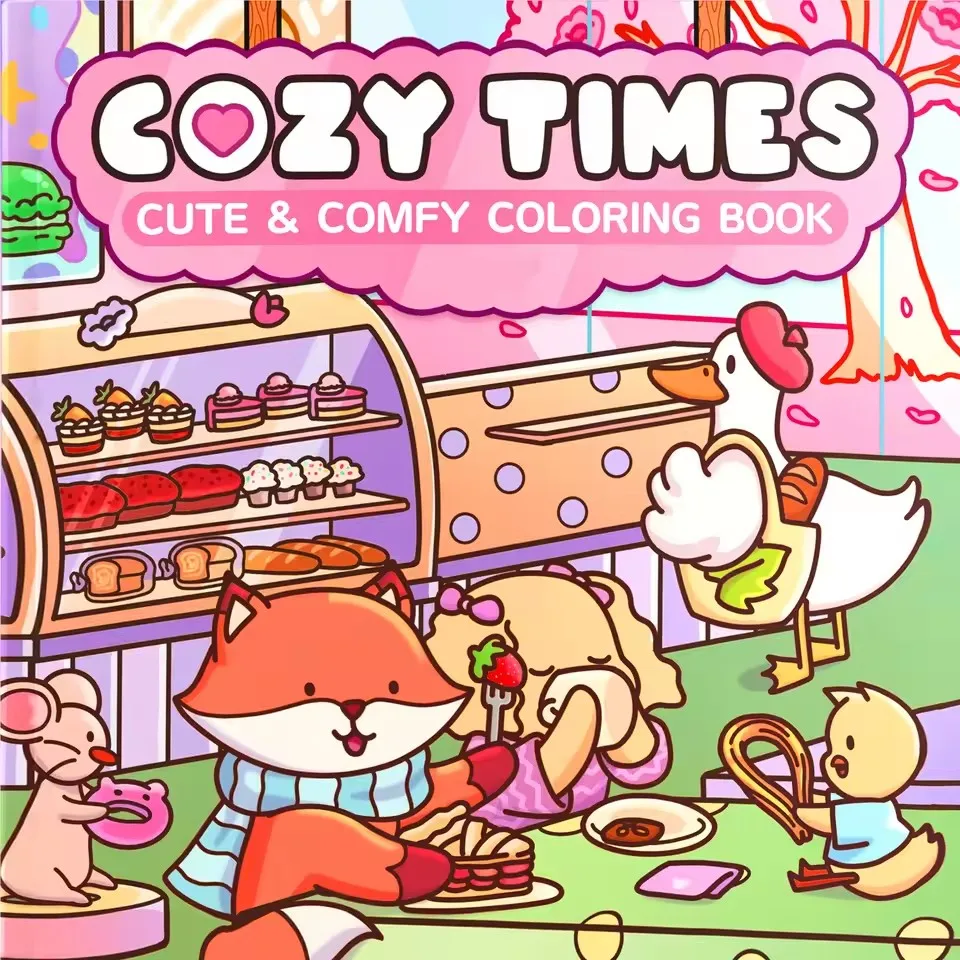 

Книжка-раскраска для взрослых с жирными узорами COZY Times Stress Relief Art Легкий дизайн Идеальный подарок на день рождения/вечеринку для женщин