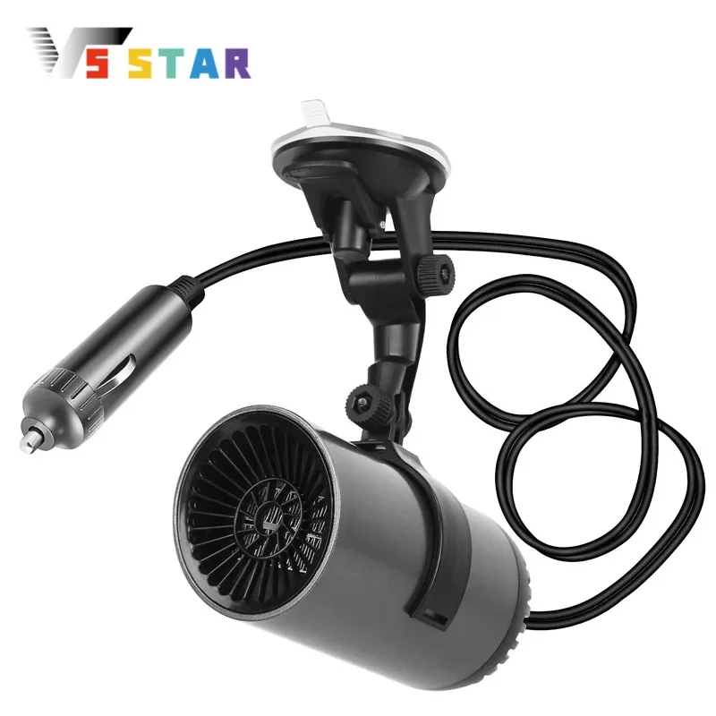 

High Quality Electric Car Heated Hot Air Portable Defogger Defroster with Windshield Holder Black