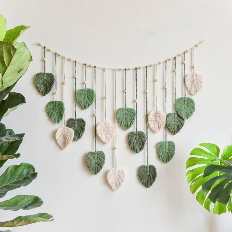 

Boho Home Decoration Macrame Tapestry Macrame Leaf Feather Wall Hanging Decor for Living Room Bedroom Boho Wall Art Home Decor