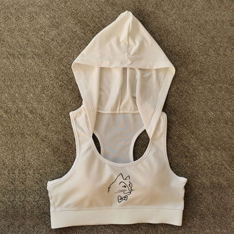 Sports Bra Tank Top Hoodie Bra For Women Custom Logo Printed Sports Wear Hooded Sport Bra Workout Running Bralette