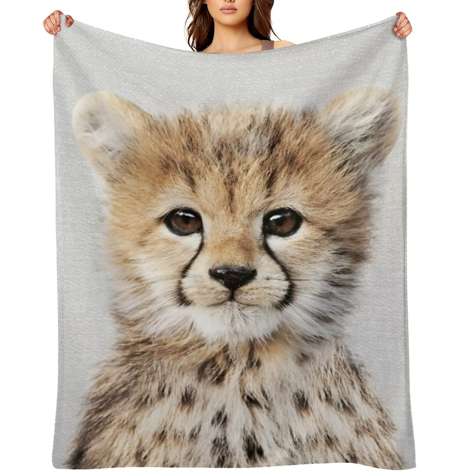 

Baby Cheetah - Colorful Throw Blanket Bed Plaid on the sofa Flannel Fabric funny gift Blankets