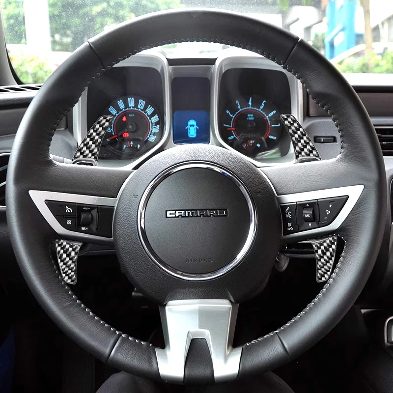 

Customized Hand Stitched Non-slip Black Leather Steering Wheel Cover for Chevrolet Camaro 2012-2015 Car Steering Wrap