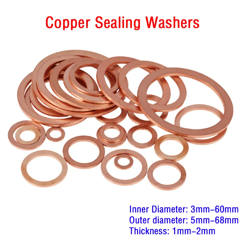 M3 M4 M5 M6 M8 M10 M12 M14 M16 M18 M20 M22 M24-M60 Copper Flat Gasket Flat Ring Gasket Sump Plug Oil Seal Copper Washer Fastener