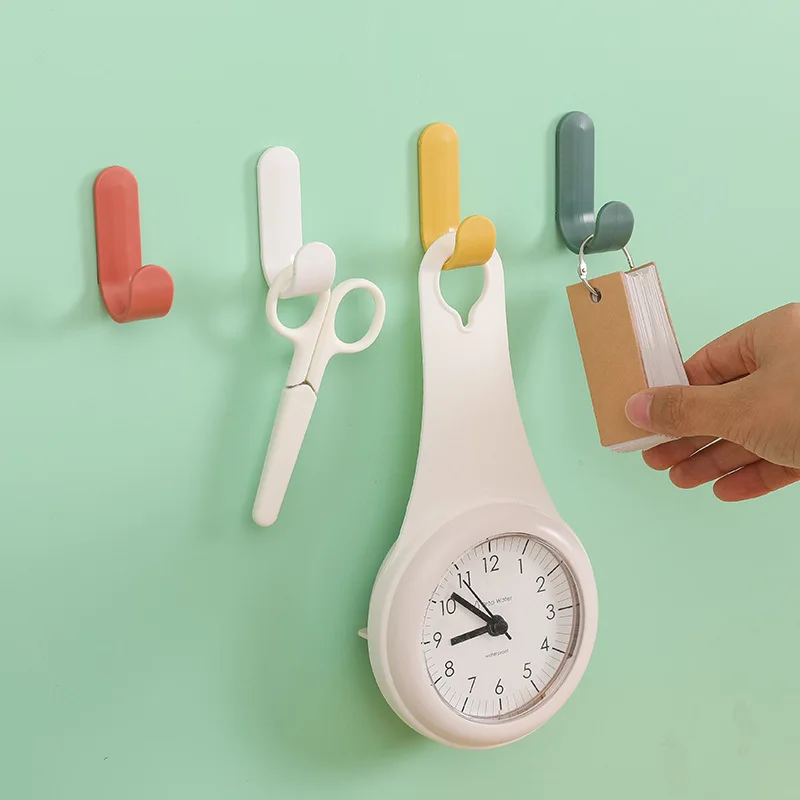 

4-6pcs/set Nordic Self Adhesive Plastic Single Hooks wall Door Hangers Towel Keys Hat Racks Home Decor Bathroom kitchen Hardware