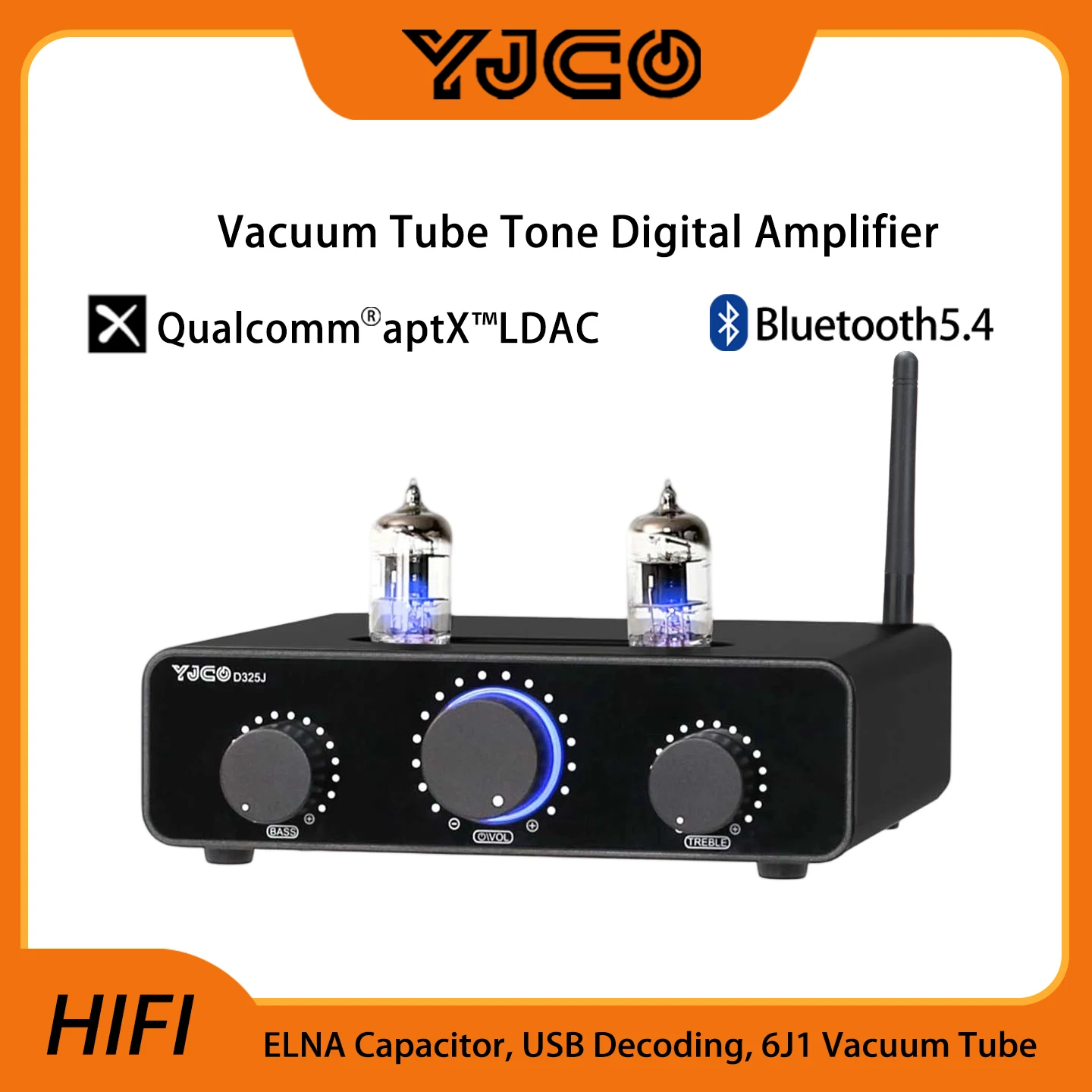

YJCO D325J tube amplifier hifi audiophiles 5654W tube high-power TPA3255 Bluetooth 5.4 digital amplifier home theater amplifier