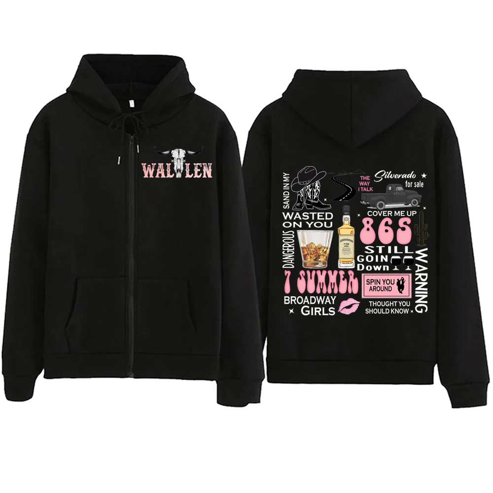 Morgan Wallen Zipper Hoodie Harajuku Pullover Tops Popular Music Sweatshirt