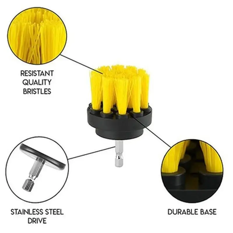 New 3 Pcs Drill Brush Attachment Set Cordless Power Scrubber Brushes Multifunctional Cleaning Tools For Bathroom & Household Use