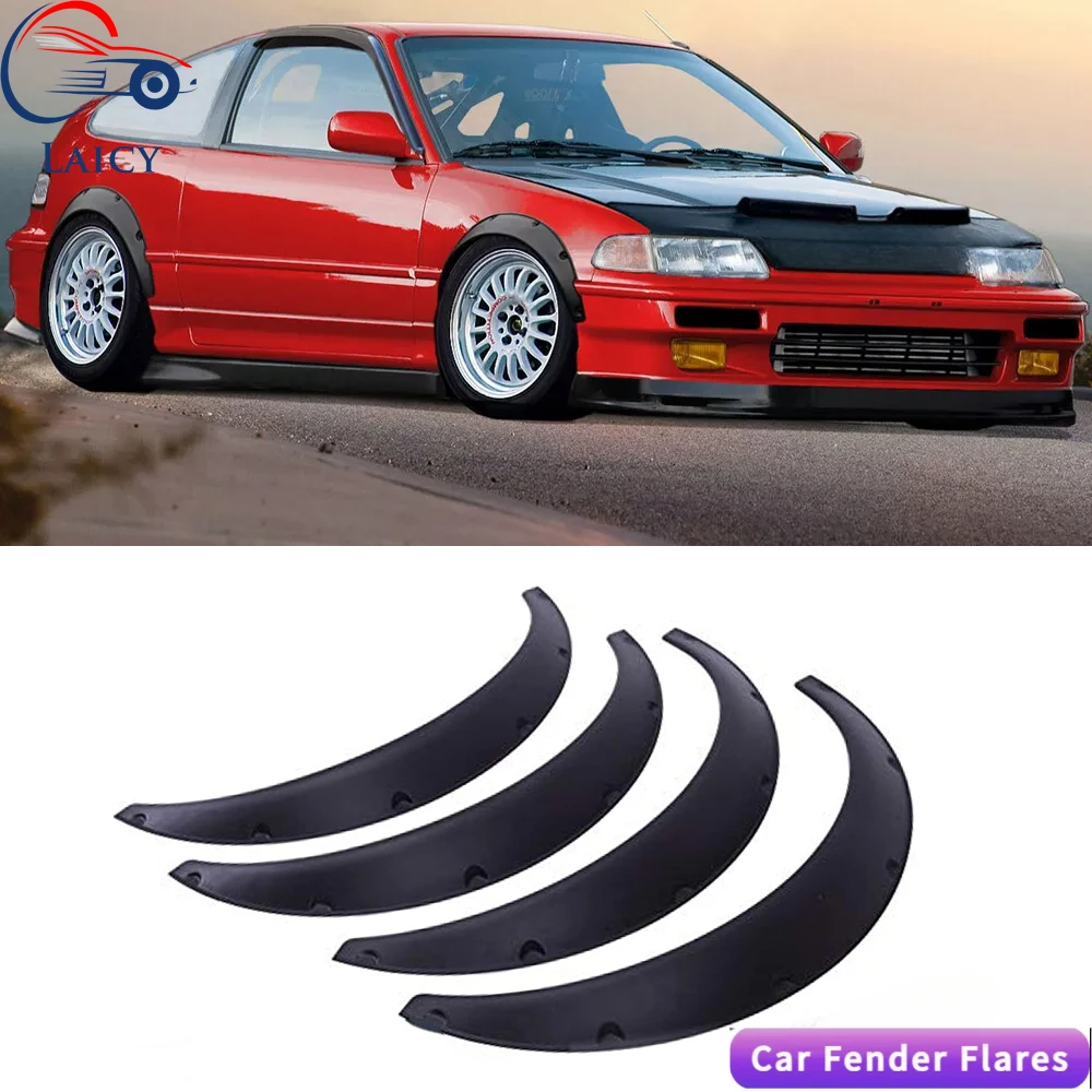 LAICY 4Pcs for Honda CRX Si 1988-1991 Car Fender Flares Wheel Arch Extra Wide Body Flexible Mudguard Mud Splash Guard