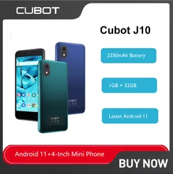 Cubot J10 Smartphone 4-Inch Screen MINI Mobile Phones 32GB ROM Dual SIM 3G Face ID 2350mAh 5MP Celular Android 11 Cell Phone