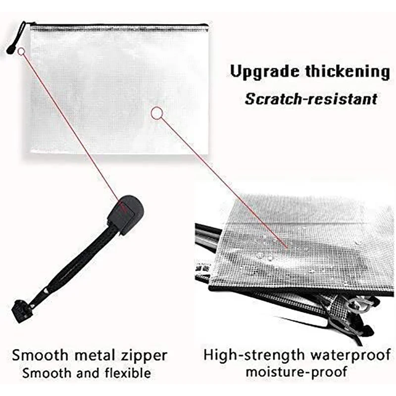 Папка на молнии А4, сумка для файлов на молнии, сетчатая дорожная сумка для файлов с молнией, 24 шт.