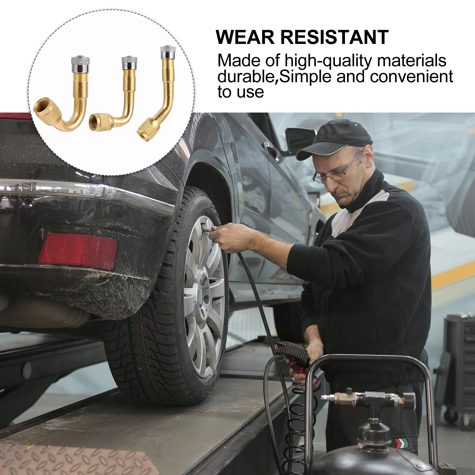 

3Pcs Tyre Adaptor Extension Stem Copper Lengthen Valve for Hard to Reach Wheels Motorbike Car Truck Air Inflation