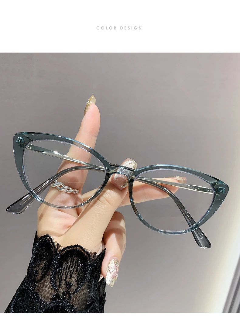 Lichtempfindliche, farbwechselnde Cat-Eye-Brille im Retro-Trend-Stil, nicht-Gesichtsverkleinernde, flache Lichtbrille, hochwertige Myopie-Brille 6105 – Detail 13