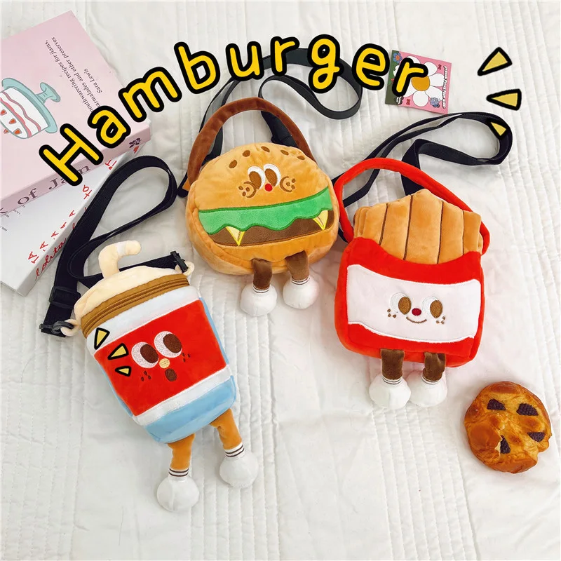 Cartoon Children Messenger Bags Soft Cute Hamburger Cola French Fries Kids Bag Coin Purse Small Baby Travel Bags for Girls Boys