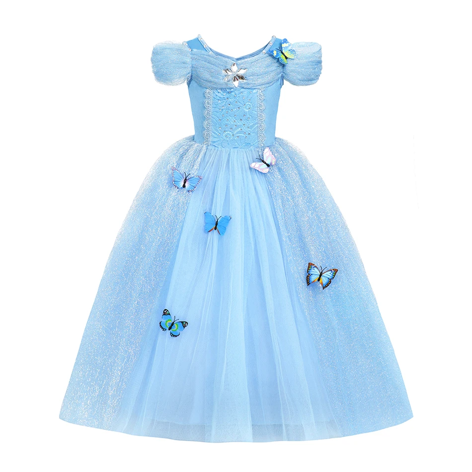 Kids Cosplay Costume Girl Summer Pageant Sequins Fantasy Children Cinderella Carnival Clothes Princess Birthday Dress 3-10 Year