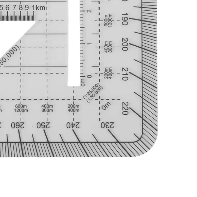 /Grid /Protractor /Coordinate Scale Map Ruler For Land Navigation Topographic Map Measurement Surveying Tool Plastic Transparent