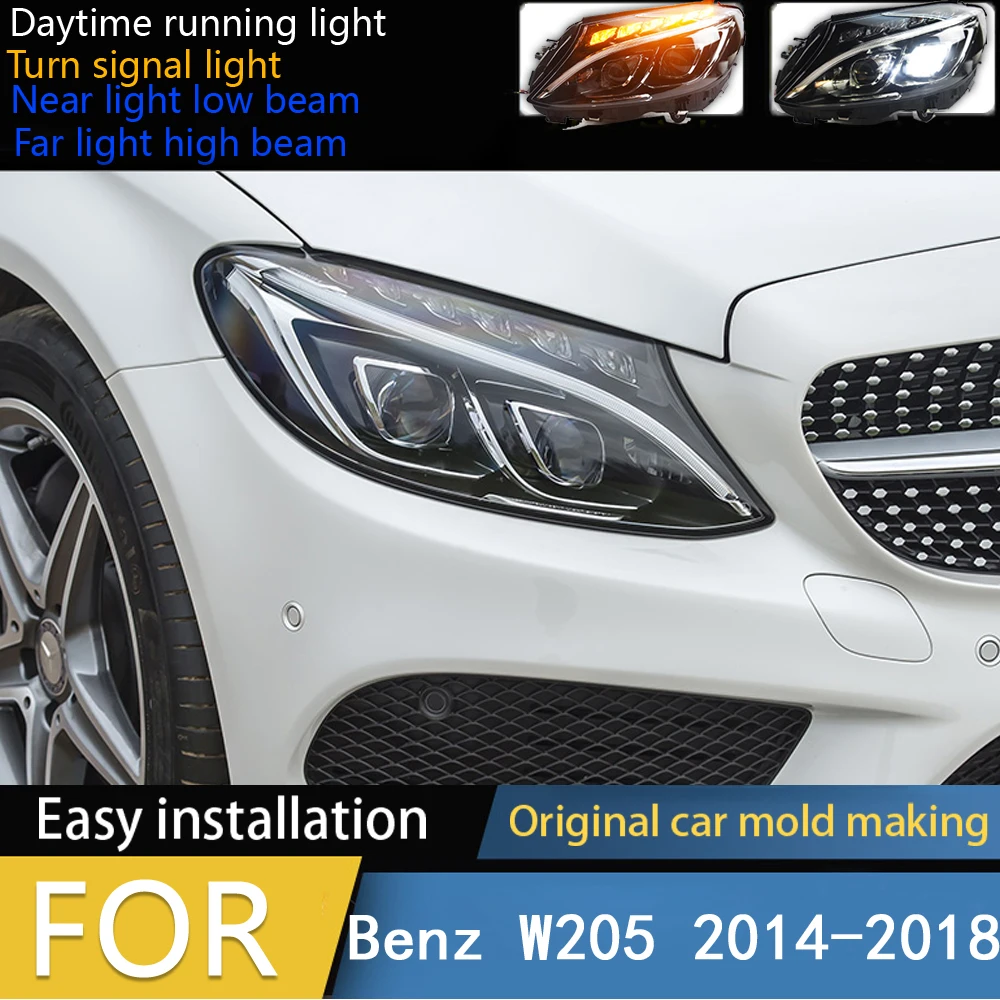 

Car Styling Head Lamp for Benz W205 Headlights 2014-2017 C300 C260 C-Class LED Headlight Projector Lens DRL Auto Accessories