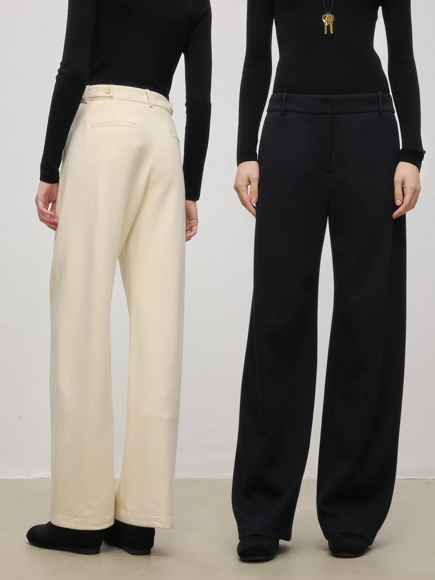 

MARIUS Casual Loose Straight Leg Pants Mixed Wool Cotton Blend Comfortable Commute Sle Women's Faion Straight Leg Trousers