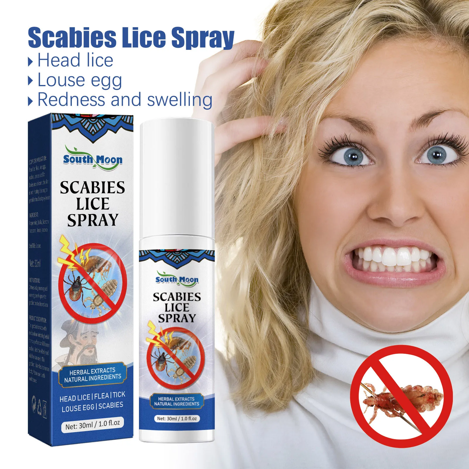 Family Size Lice Kills For Kids & Adults, Easy Use Lice Spray Kills Head Lice, Eggs, Super Lice On Contact 30ml