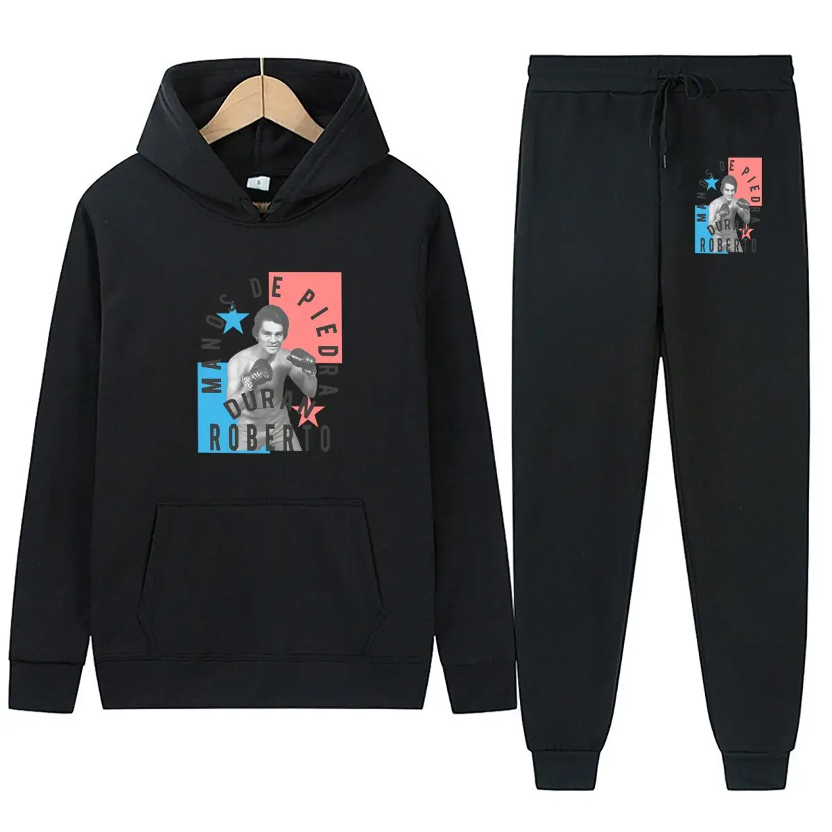 الملاكمة أسطورة الفن "MANOS DE PIEDRA" مع روبرتو دوران في القتال تشكل طباعة البلوز للجنسين الخريف الشتاء الشارع الشهير #3