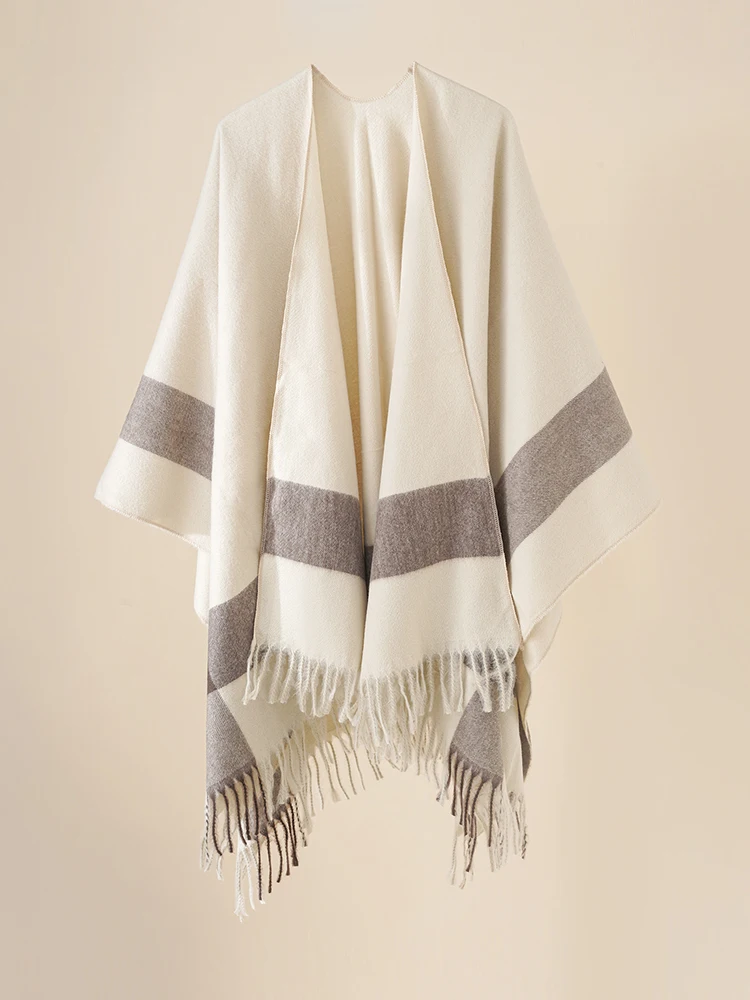 Imitacja kaszmiru Zimowe warstwy Poncho Dla Kobiet Mężczyzn Szalik Ciepły Kobieta Mężczyzna Capa Para Mujer Pashmina Scarve Blanket Wrap Shawl
