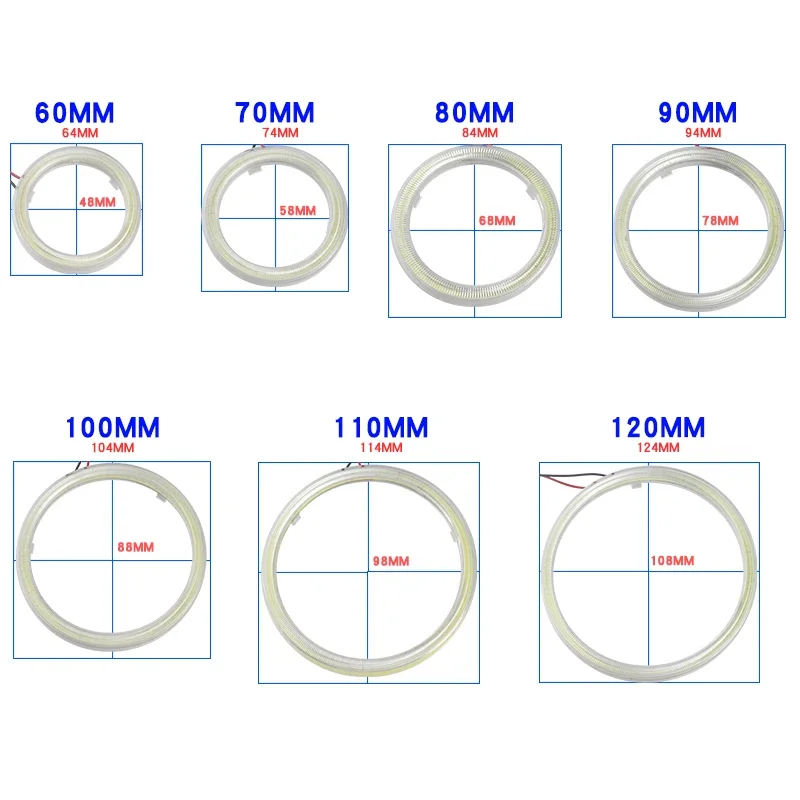 COB LED Angel Eyes Headlight Bulb, Halo Ring Lamp, Luz diurna do carro, DRL Fog Light, DC 12V Styling, Luzes decorativas