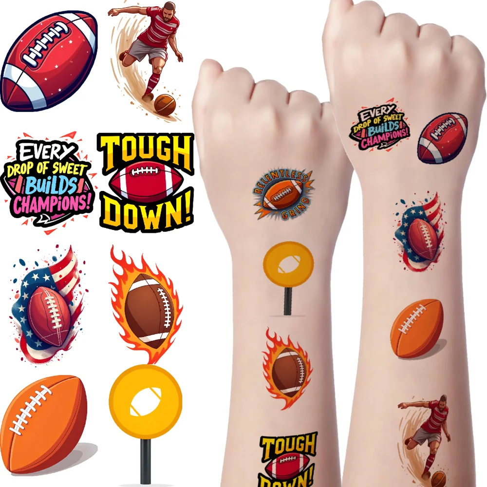 

54pcs Temporary Tattoo Football Stickers Temporary Tattoo Stickers American Football Decals Cartoon For Shoulders Cheeks