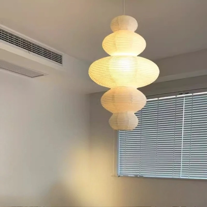 

Noguchi Style Paper Lanterns Japanese Style Homestay Loft Staircase Chandelier Living Room Art Lampshade Wabi Sabi Paper Lantern