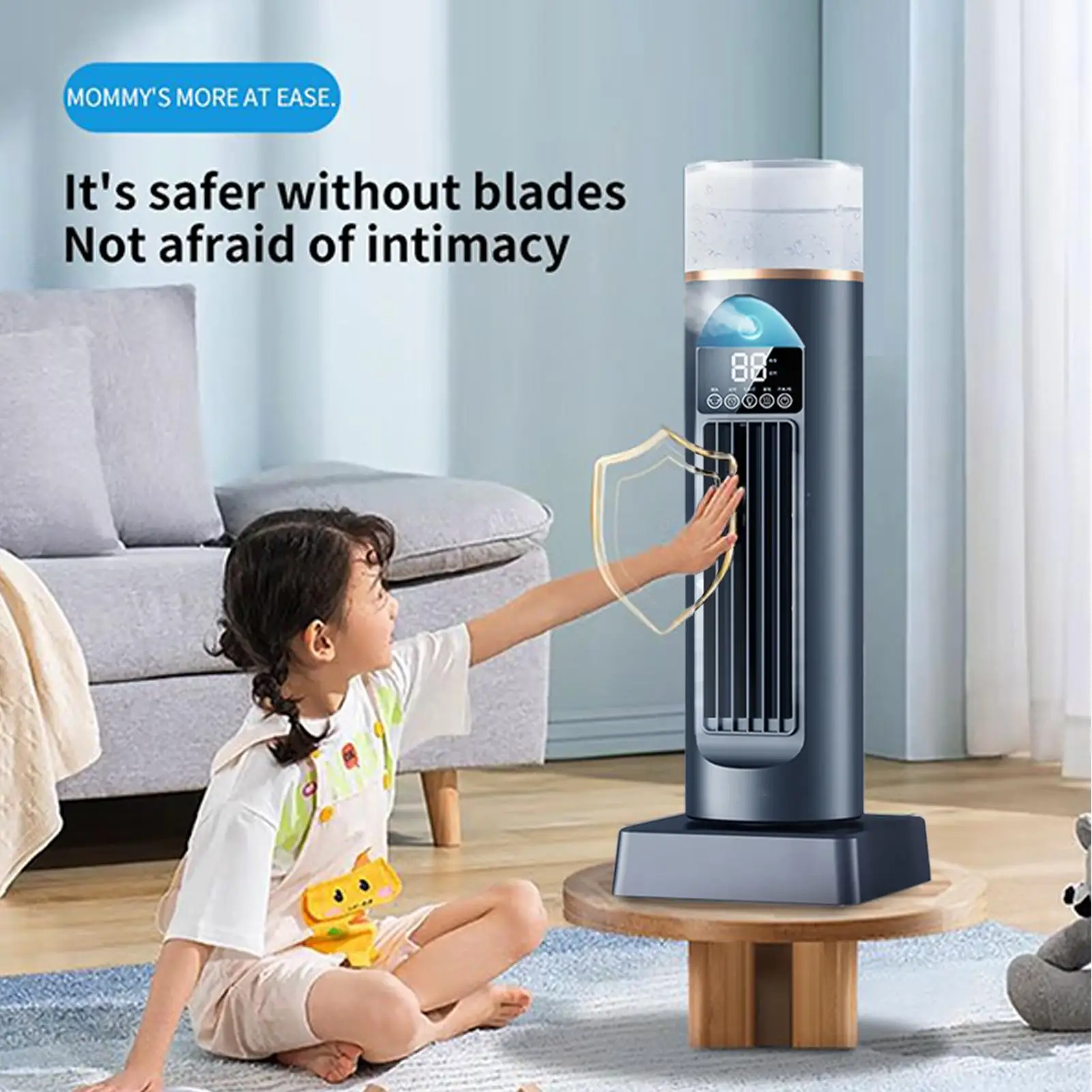 Portable Bladeless Personal Air Conditioner, Quiet Cooling Fan with Humidifier, Timer & Remote Control, Small AC for Home Office