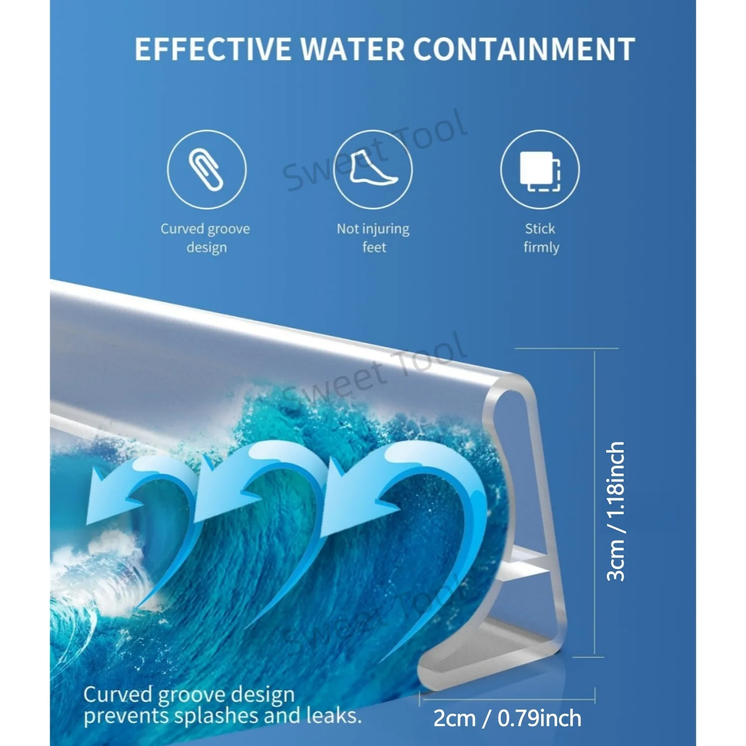 Collapsible Shower Threshold Water Dam Shower Edge Water Barrier Stopper Water Blocker Retention System Dry and Wet Separation