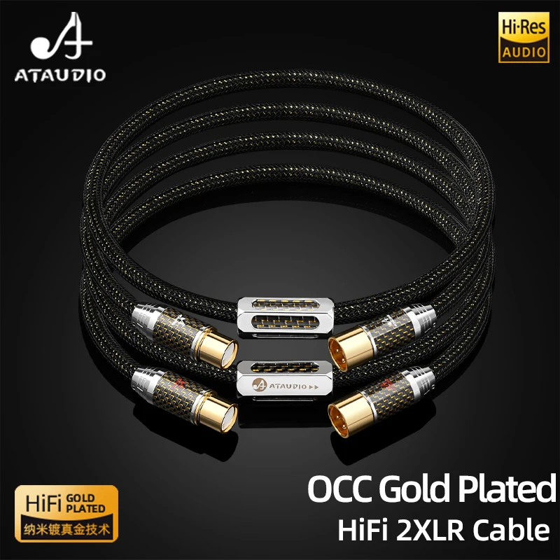 

One Pair HiFi XLR Audio Cable with Double Shielding High Purity OCC Gold-plated 2XLR Male to Female Amplifier Microphone Cable