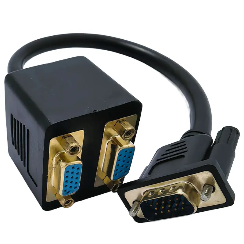 VGA 1 Male to 2 Female Splitter Cable, 1 In 2 Out VGA Video Splitter Cord for PC Monitor